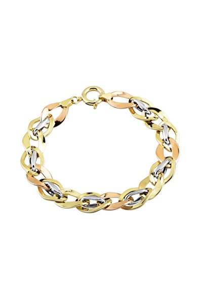 Sembol Gold Altın Bileklik Hallow Tasarım 14K Triacolor