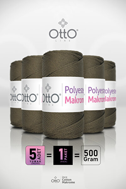 Otto Polyester Makrome - Asker Yeşil (Haki) - 5'li Paket - 2mm/100gr/100m - A...