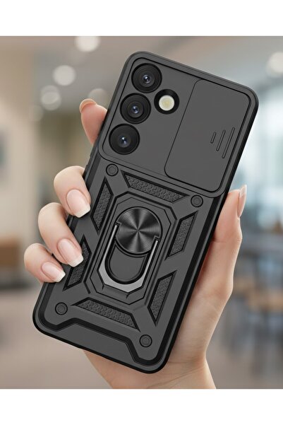 halkhouse Samsung Galaxy S25 FE Kılıf Magnetik Standlı Kamera Korumalı Zırh T...