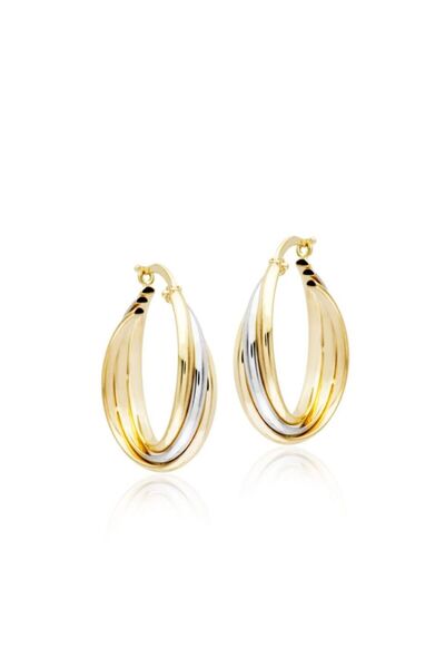 Sembol Gold 14 Ayar Altın Halka Küpe Üç Sarma