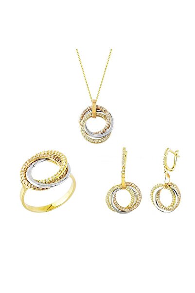 Sembol Gold Altın Takı Seti 3'lü Halka TriaColor
