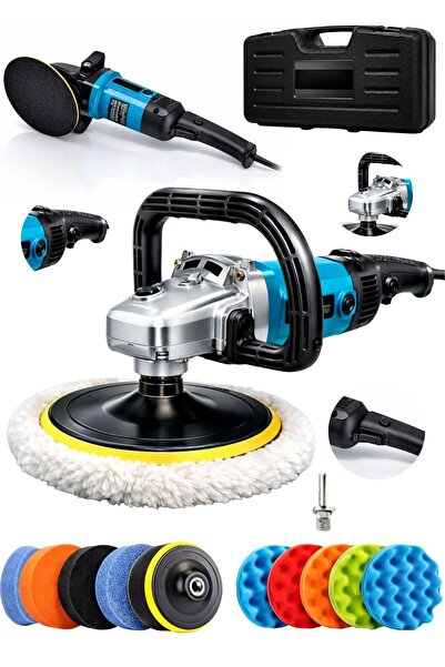 MOONSHOP Bakır Sargı Devir Ayarlı Polisaj Makinesi 2000 Watt 180mm 12parça se...