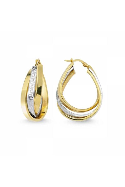 Sembol Gold Altın Sıralı İtaly Halka Küpe 3 Sıra