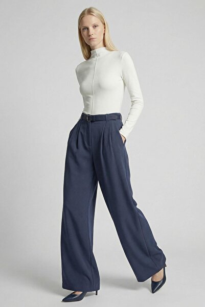 Rays 5009 Παντελόνι με διπλή λεπτομέρεια πιέτας και ζώνη, καπνιστό