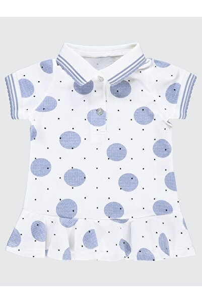 Kumru Puantiye Nokta Baskılı 6-18 Ay Elbise - Ekru