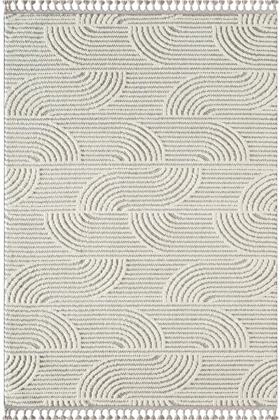 Karmen Halı Wool WL012A Gri Beyaz Modern Desen Kabartmalı Doku Pamuk Tabanlı ...