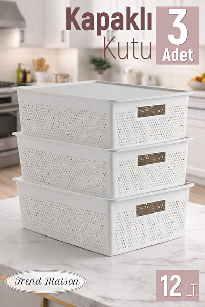 Trend Maison Çok Amaçlı Düzenleyici Organizer 12 L. Plastik Kapaklı Saklama K...