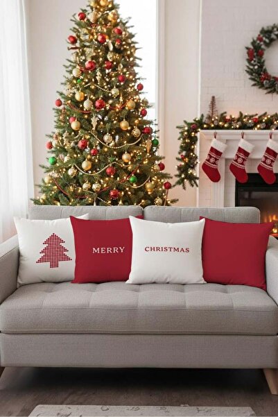 Markaev Yılbaşı Christmas Temalı 4'lü Kırlent Kılıfı 1042