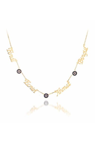 Sembol Gold Altın İsimli ve Nazarlı Aile Kolyesi