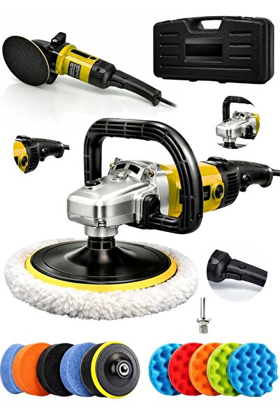 MOONSHOP Bakır Sargı Devir Ayarlı Polisaj Makinesi 2000 Watt 180mm 12 Parça S...