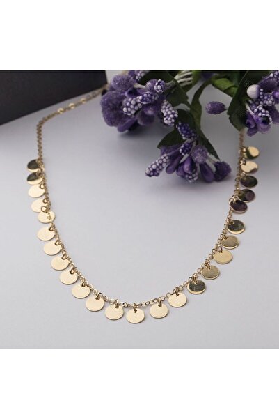 Sembol Gold Pullu Altın Kolye Sarkık Model