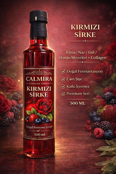 CALMİRA KIRMIZI SİRKE 500 ml / Elma / Nar / Gül / Orman Meyveleri + Collagen