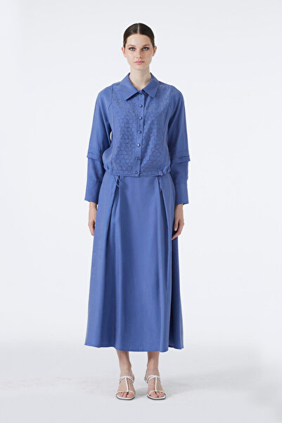 Zühre Stone Embroidered Double Blue Set 1469