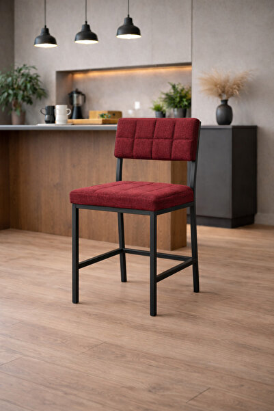 Lumodi Mobilya Mutfak Sandalyesi Dubai Keten Metal Ayaklı Modern Yemek Masası...