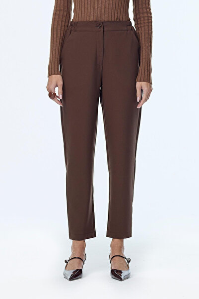 Zühre Elastic Waist Brown Trousers 0259