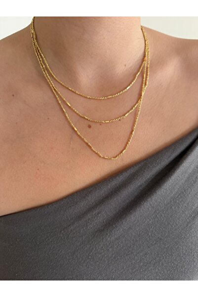 Charmist Çelik 3 lü zincir kombin kolye