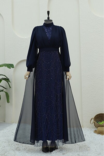 HİJABAYA Rochie de seară din șifon cu curea cu mărgele și paiete