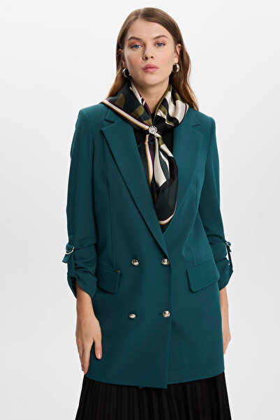 Zühre Long Emerald Jacket with Sleeve Detail 0029