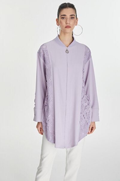 Zühre جاكيت لافندر بتفاصيل مطرزة وسحاب 0126