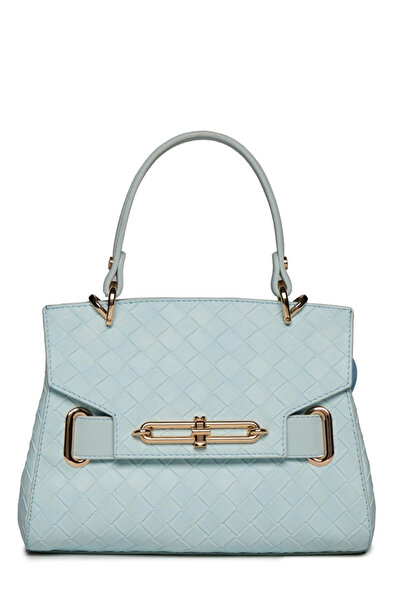 Zühre Blue Bag with Knitted Pattern Detail 0055