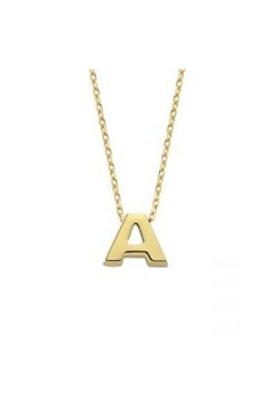 Sembol Gold Altın A Harfli Taşsız Kolye