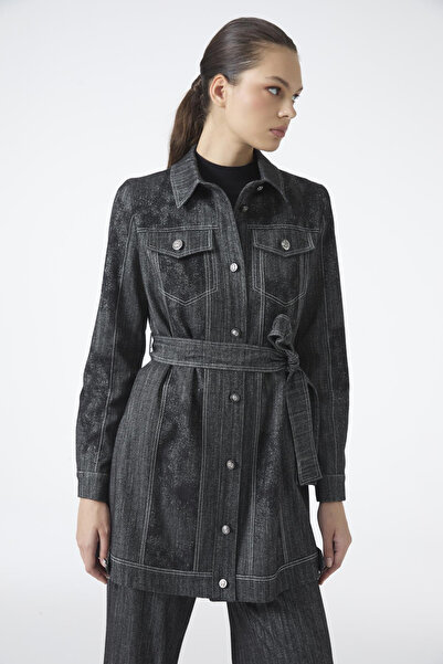 Zühre سترة رياضية سوداء بحزام 0159