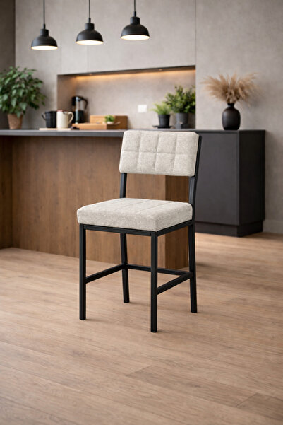 Lumodi Mobilya Mutfak Sandalyesi Dubai Keten Metal Ayaklı Modern Yemek Masası...