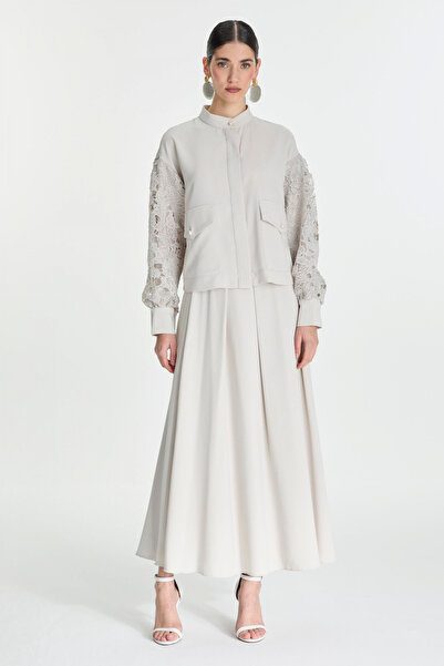 Zühre Lace Detailed Double Gray Suit 1506