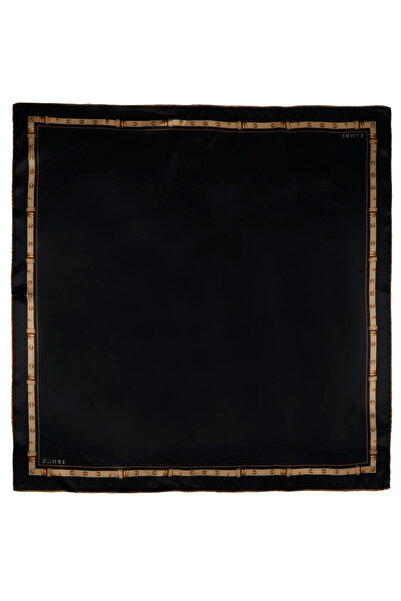 Zühre وشاح من الحرير المضلع بتفاصيل على الحواف 0104