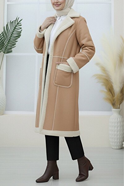 HİJABAYA Sa džepovima Koža Kaput sa Pliš kopčama unutra