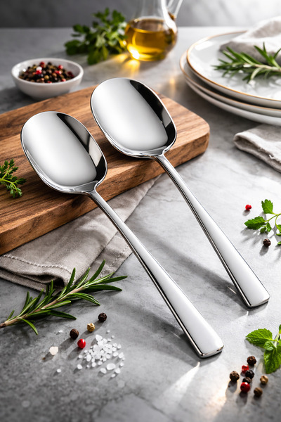 EcoVibe 2 Adet Çelik Servis Sunum Kaşığı Paslanmaz