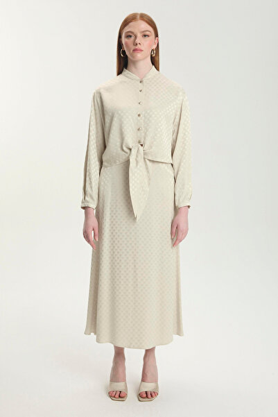 Zühre طقم بلوزة وتنورة جاكار مزدوجة الحجر 1489