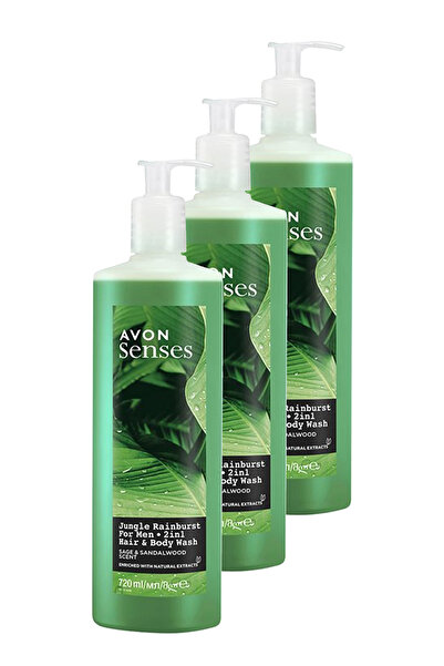 AVON Senses Jungle Rainburst Adaçayı ve Sandal Ağacı Kokulu Erkek Saç ve Vücu...
