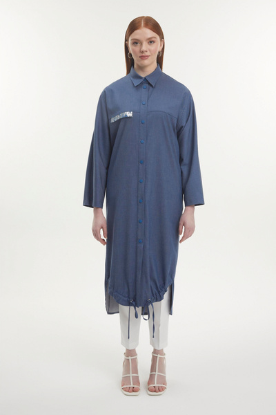 Zühre قميص بياقة مزينة بالترتر من جيي كيوت إنديجو 0254