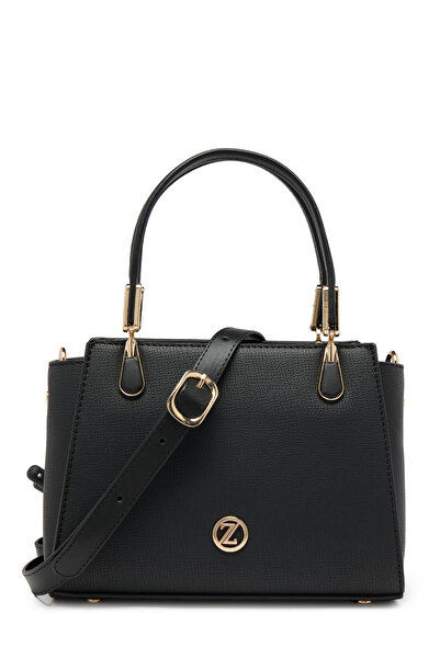 Zühre حقيبة يد وكتف سوداء مزودة بسحاب 0047