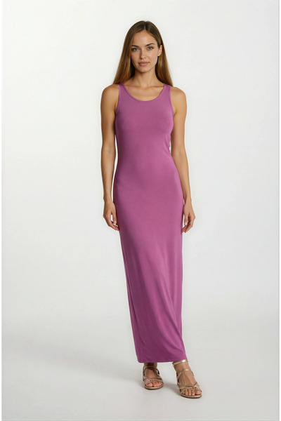 Spazio Delisa Yuvarlak Yaka Kolsuz Elbise MENEKSE