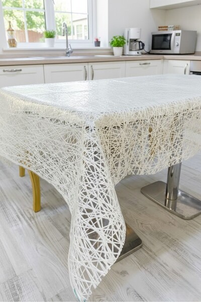 Rona Home Αφαιρούμενο μπεζ κρέμα εισαγόμενο κάλυμμα τραπεζιού από λαδόπανο PV...