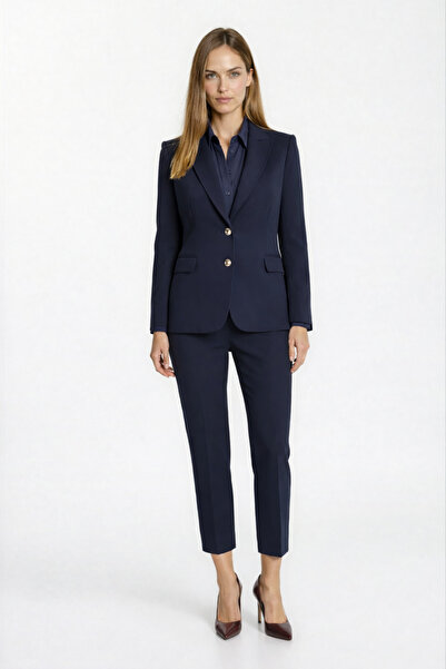 Spazio Cristano Klasik Yaka Bele Oturan Cep Kapaklı Ceket LACİVERT