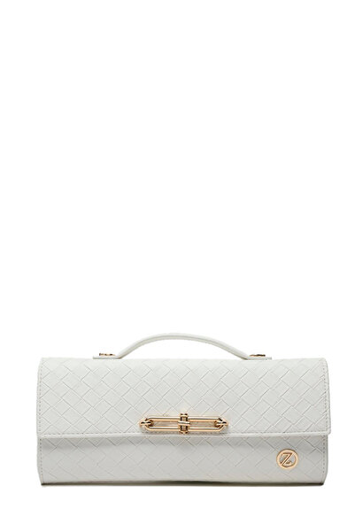 Zühre حقيبة بيضاء منقوشة يدوية الصنع 0054