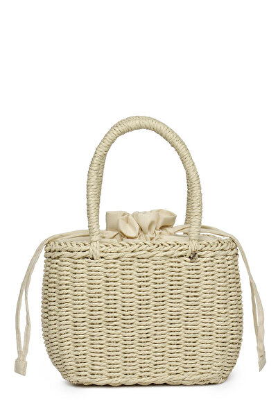 Zühre حقيبة من القش باللون البيج 0045