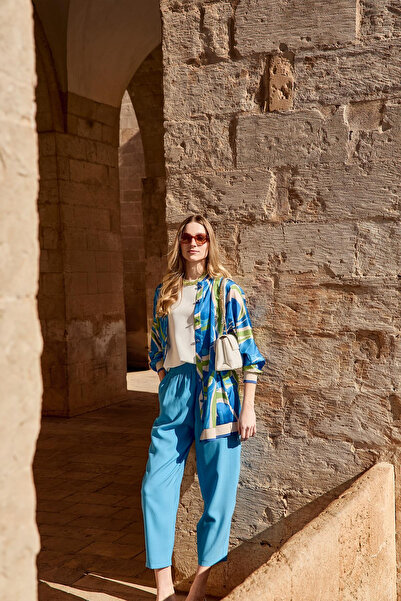 Zühre Desenli Spor Mavi Ceket 0099