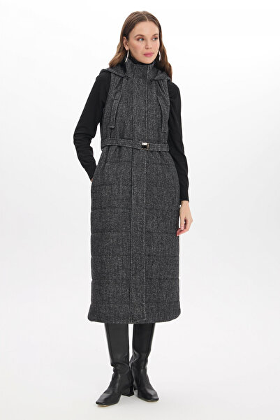 Zühre سترة أنثراسايت بتفاصيل جيوب وغطاء للرأس 0087