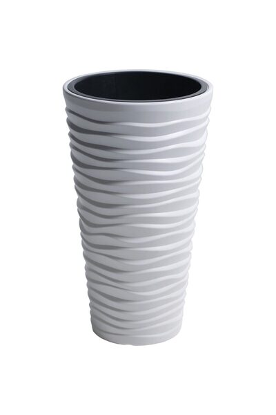 Strend Pro Ghiveci decorativ de flori, rotund, inalt, alb, 39x75 cm, Sand Slim