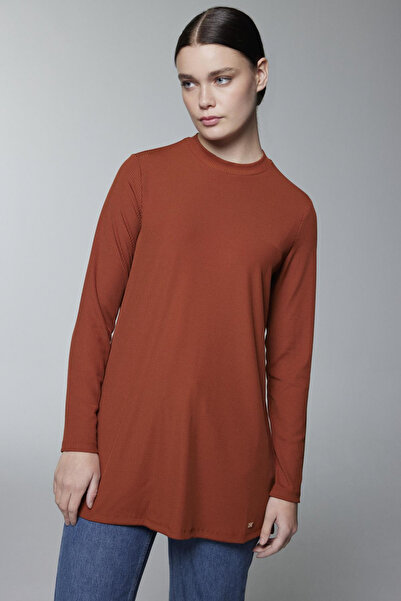 Zühre Crew Neck Ribbed Long Sleeve Underwear Tan Tunic 0014