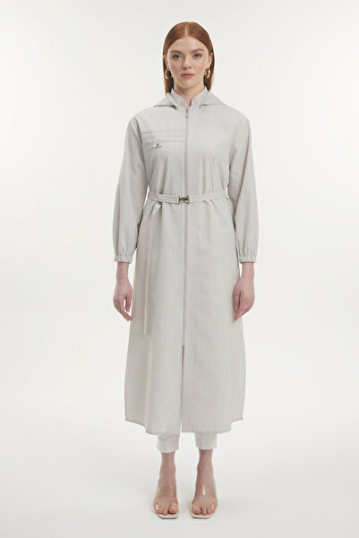 Zühre Kapüşonlu Fermuarlı Kemerli Giy Çık Taş 0291