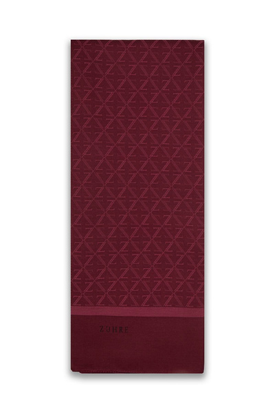 Zühre Monogram Desenli 0053 Bordo Şal 0052