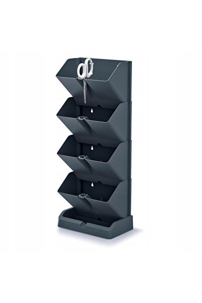 Prosperplast Ghivece decorative de flori, modular, antracit, 4x1 L, set 4 buc...