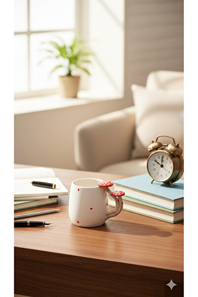 seda seramik Special Design Ceramic Mug Cup with Handmade Mushroom Handle 400 ml