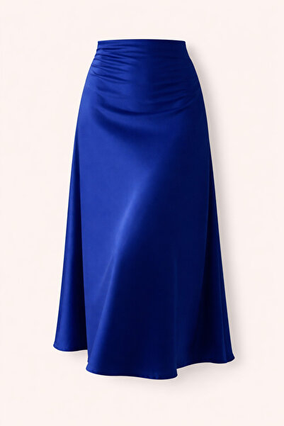 Julishop Fusta midi din satin de bumbac premium cu talie elastică