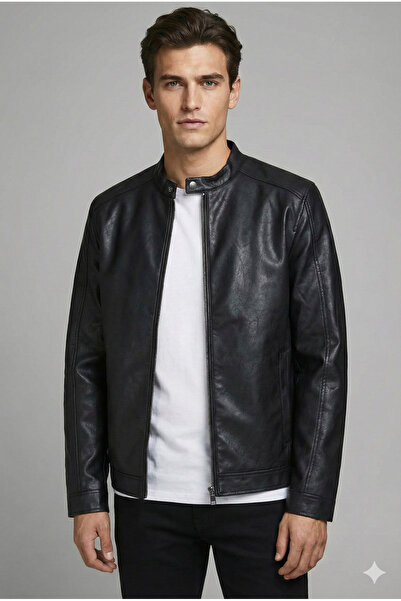 Jack & Jones Jack&jones Siyah Erkek Pu Deri Ceket